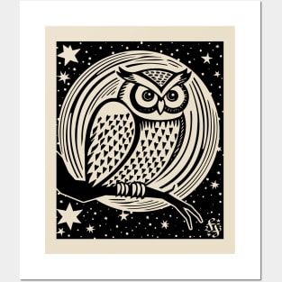 OWL with Moon & Stars by FayeFamiliar Posters and Art